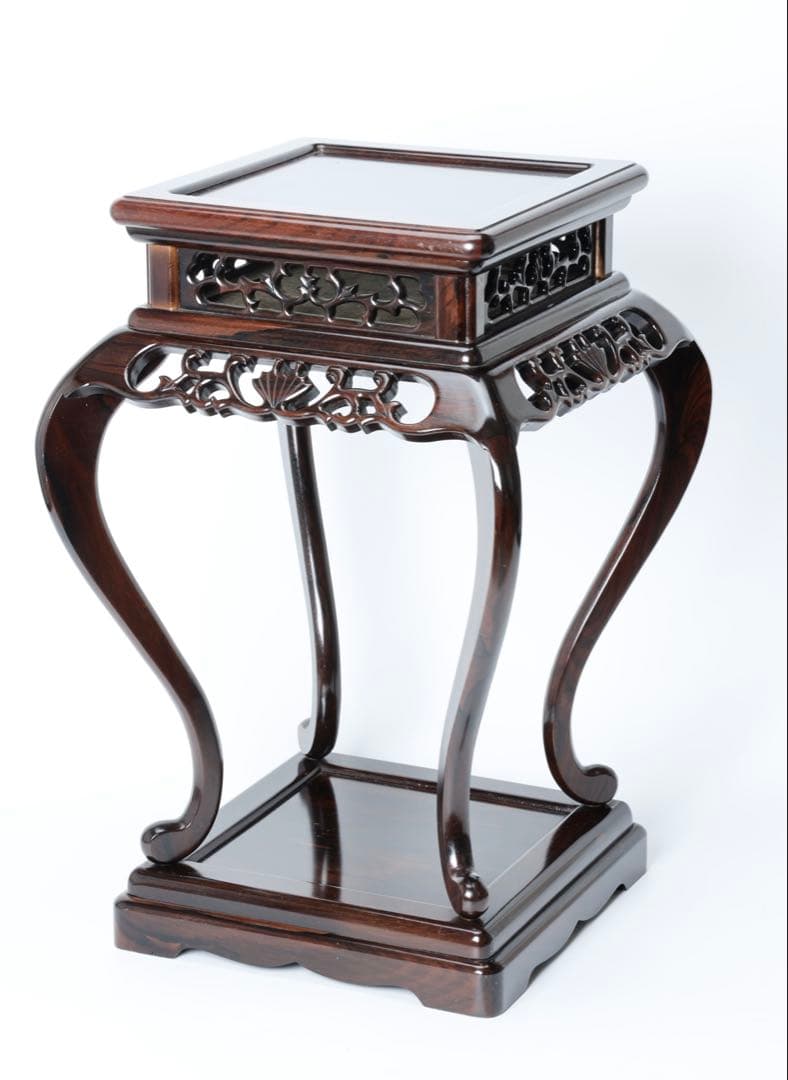 中国美術 香炉台 花台 紫壇 唐木 天然木 飾台 茶道具 四方台