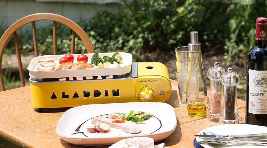 新品 アラジン SAG-RS21B ポータブル ガス ホットプレート 黄 ④