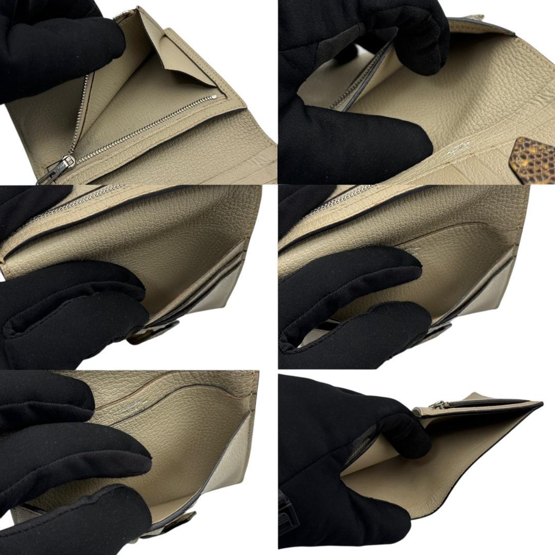 【極美品】エルメス ベアンコンパクト リザードレザー シルバー金具 □L刻印