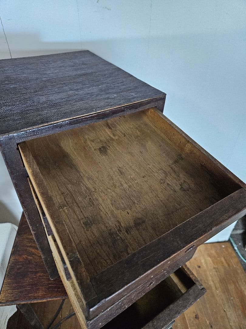 ヴィンテージ 古い木製の小引出し 5段 小箪笥 チェスト 小物入れ 卓上 収納