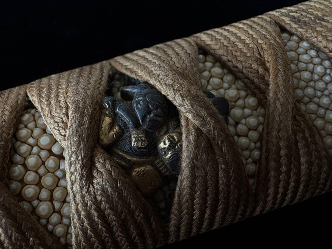 柄前 鵺退治図 柄巻 日本刀 刀装具 骨董 古美術 江戸時代 時代物