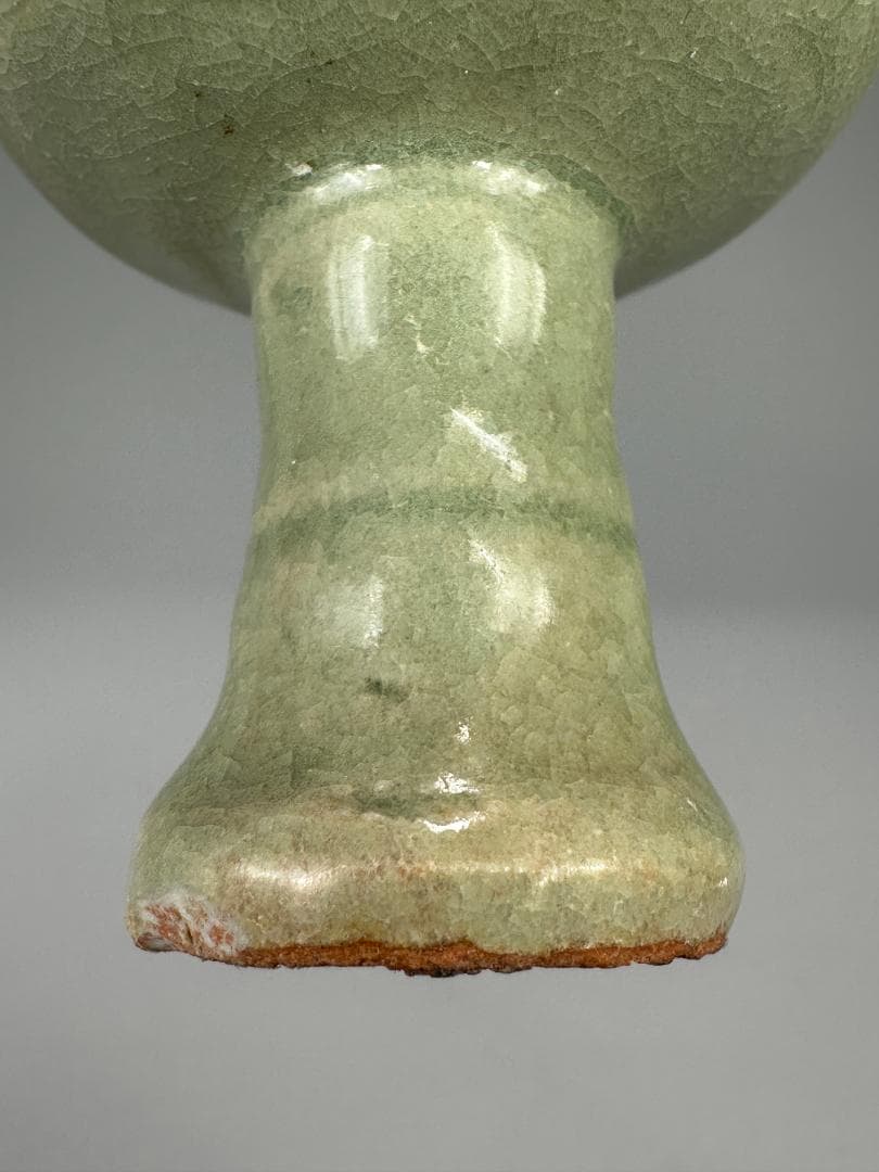 中国美術　元～明時代　龍泉窯　天龍寺　青磁　高足杯　盃　古物　唐物　旧家蔵出し