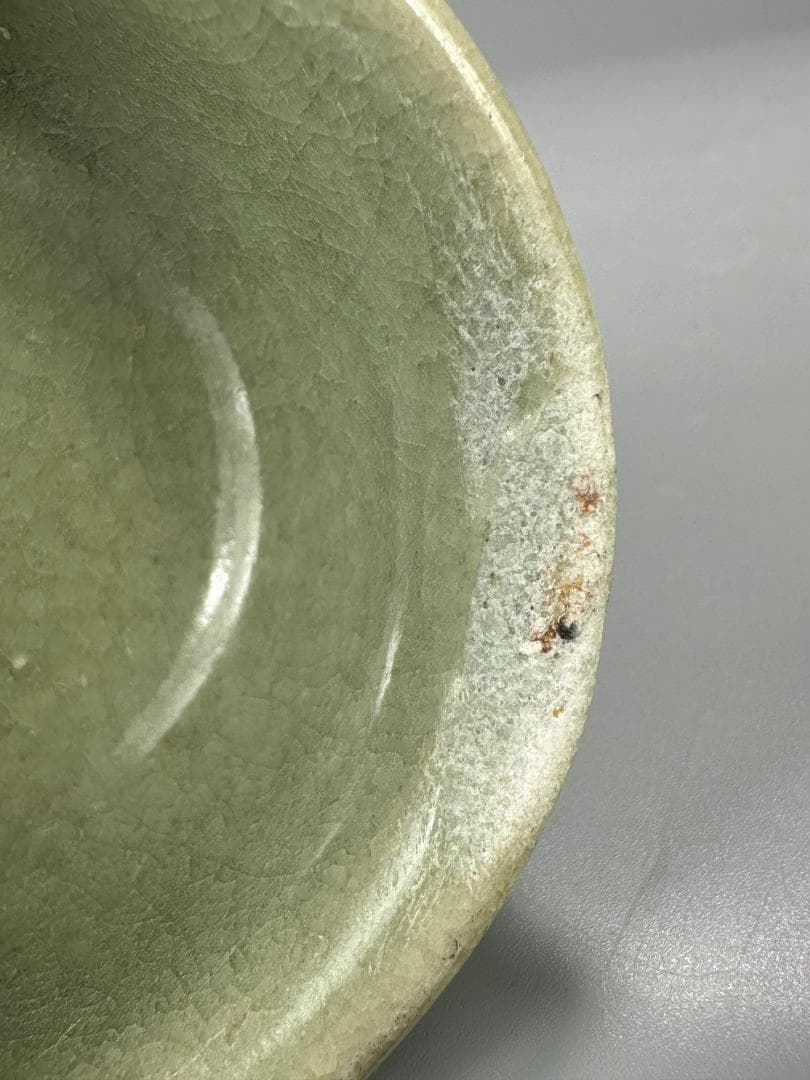 中国美術　元～明時代　龍泉窯　天龍寺　青磁　高足杯　盃　古物　唐物　旧家蔵出し