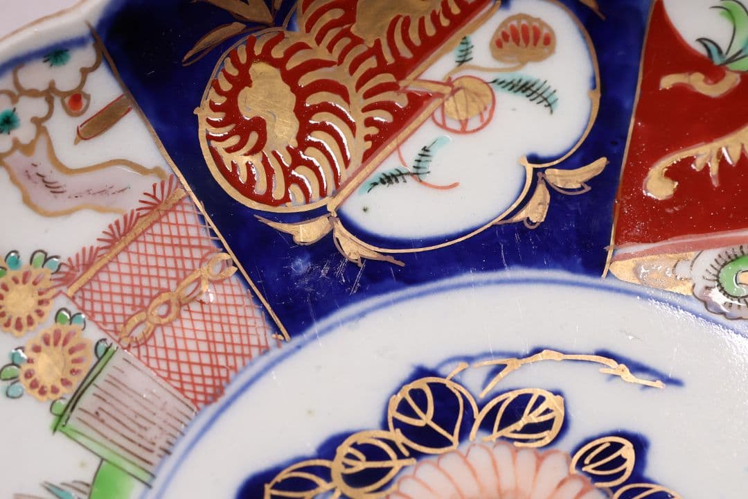 【CM120】古伊万里 色絵 中皿 2枚 盛皿 幅22.3cm 錦手 花鳥 草花