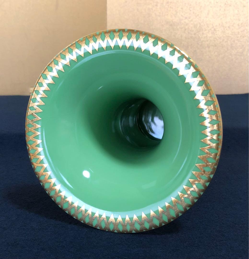 《R》茶道具 萌黄 金襴手 花入 手塚充 陶歴 共布 共箱 251003あ6