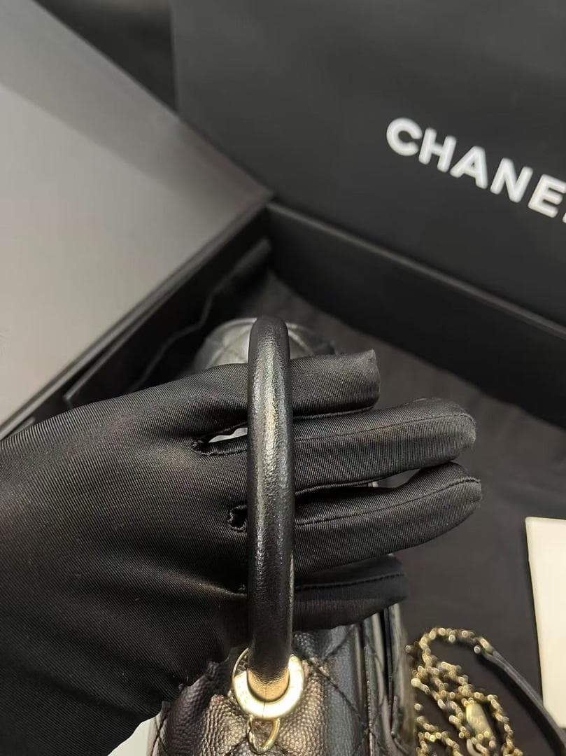 CH☆ANEL ブラック キルティング ハンドバッグ~~~