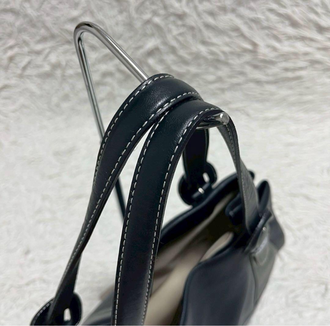 未使用級✨️キタムラ 元町 モトマチ ハンドバッグ チャーム付き ネイビー