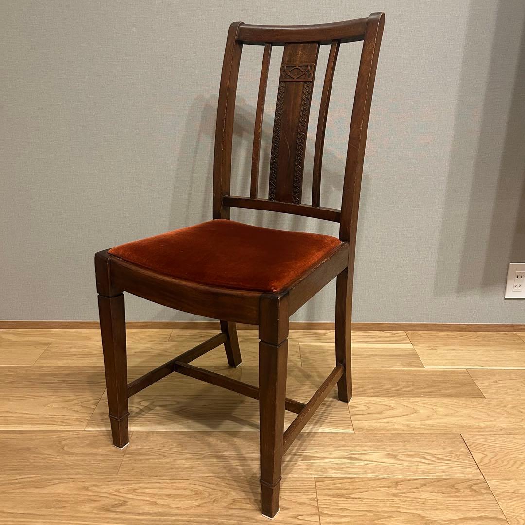 アンティーク家具　アンティークチェア　英国家具 椅子 ベルベット　二脚セット