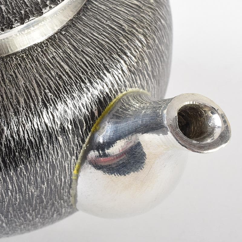 浪華　錫半造　本錫手造り　急須　茶壷　茶托五客など　五点一式　共箱　UR7848