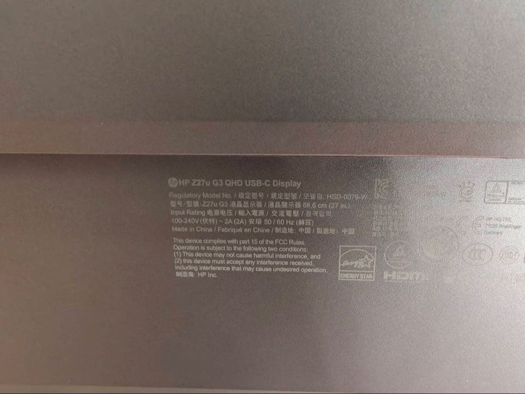 HP Z27U G3 27インチ　液晶モニタ4K Type-C HDMI