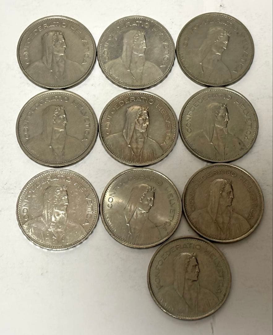 スイス　フラン　5フラン硬貨　10枚