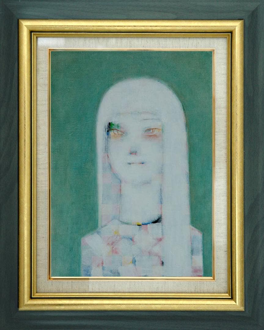 油絵 菅家令子 絵 絵画 インテリア 額付(銀) F4-071212 人物 女性