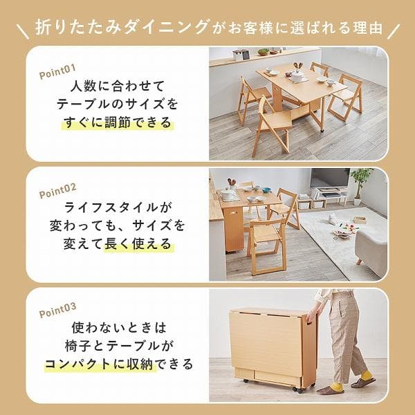 ③Poyo様 8/4 ダイニング５点セット ４人掛け 折りたたみ式 バタフライ