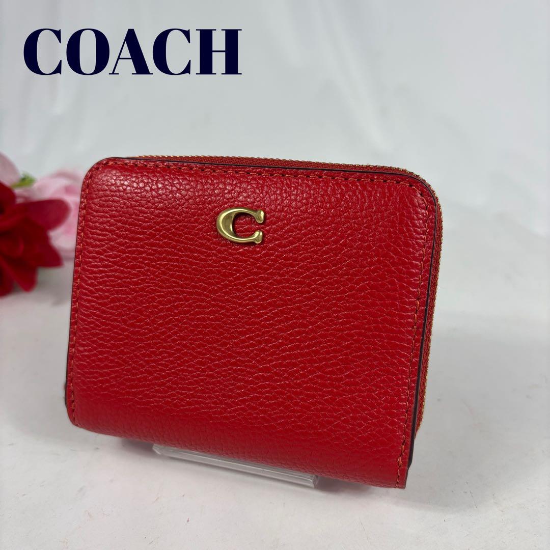 コーチ　ビルフォールド ウォレット ペブル レザー　 ラウンドファスナー