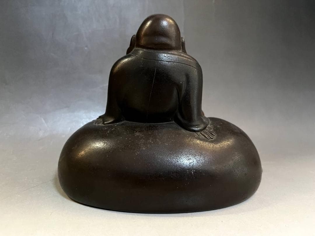 置物■布袋様 古銅製 七福神 布袋さん ほてい神 時代物 骨董品 1.43kg■