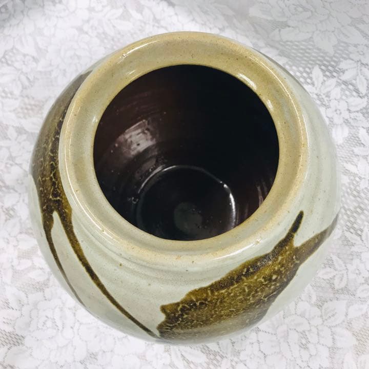 ❗️値下❗️【未使用品】益子焼 村田浩作 糠釉黒流壷 共箱有り