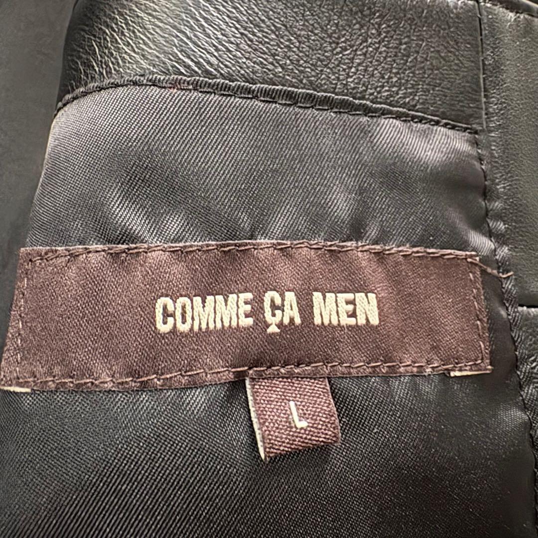 現行　極美品　コムサメン　レザージャケット　ラムレザー　羊革　本革　黒　L