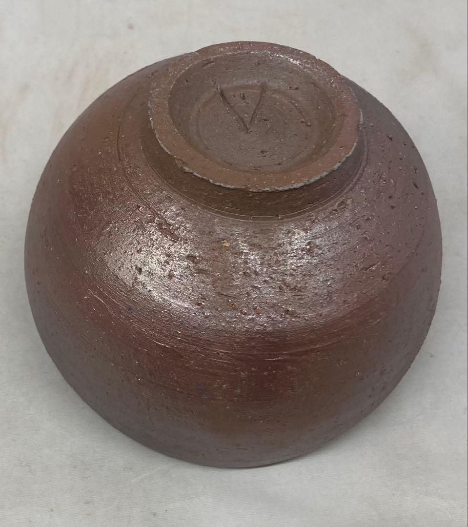 B484b「備前 茶盌」伊勢崎淳作　共箱　人間国宝　備前焼　茶道具