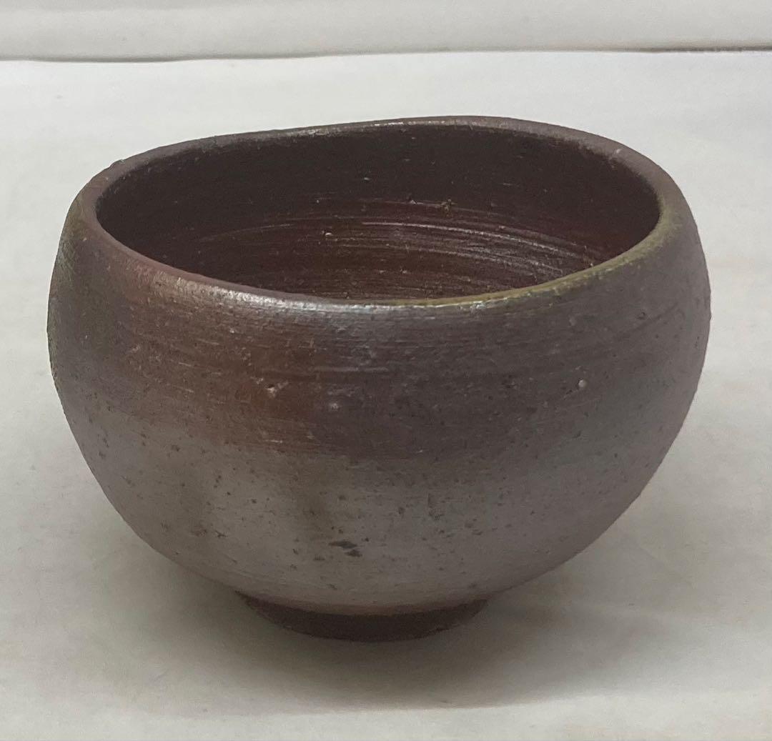 B484b「備前 茶盌」伊勢崎淳作　共箱　人間国宝　備前焼　茶道具