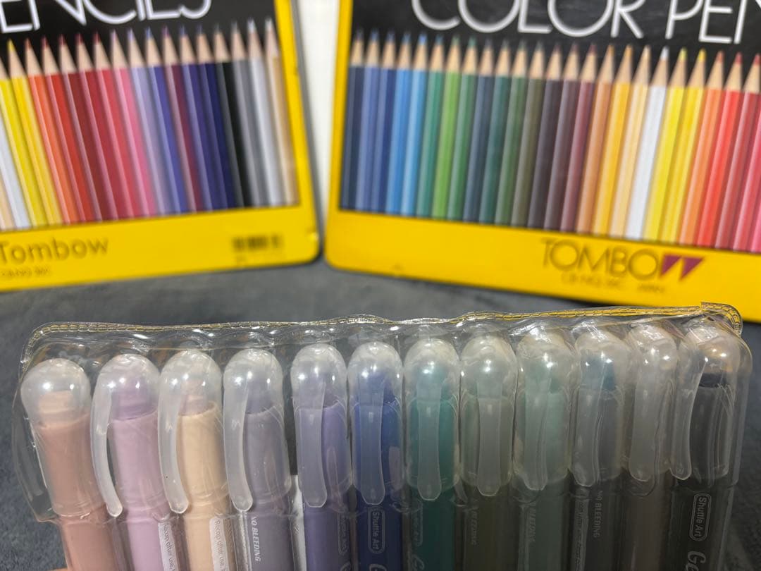 Tombow 36色 色鉛筆 & 12色 ジェルハイライター　画材道具まとめ売り