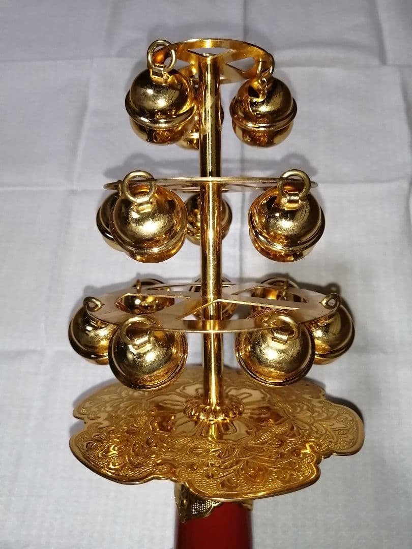 【美品】 神楽鈴 巫女鈴 五色布付き