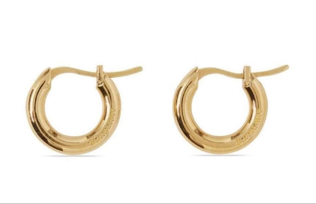 【確実正規品】バーバリー　Burberry ロゴ　フープピアス　ゴールド