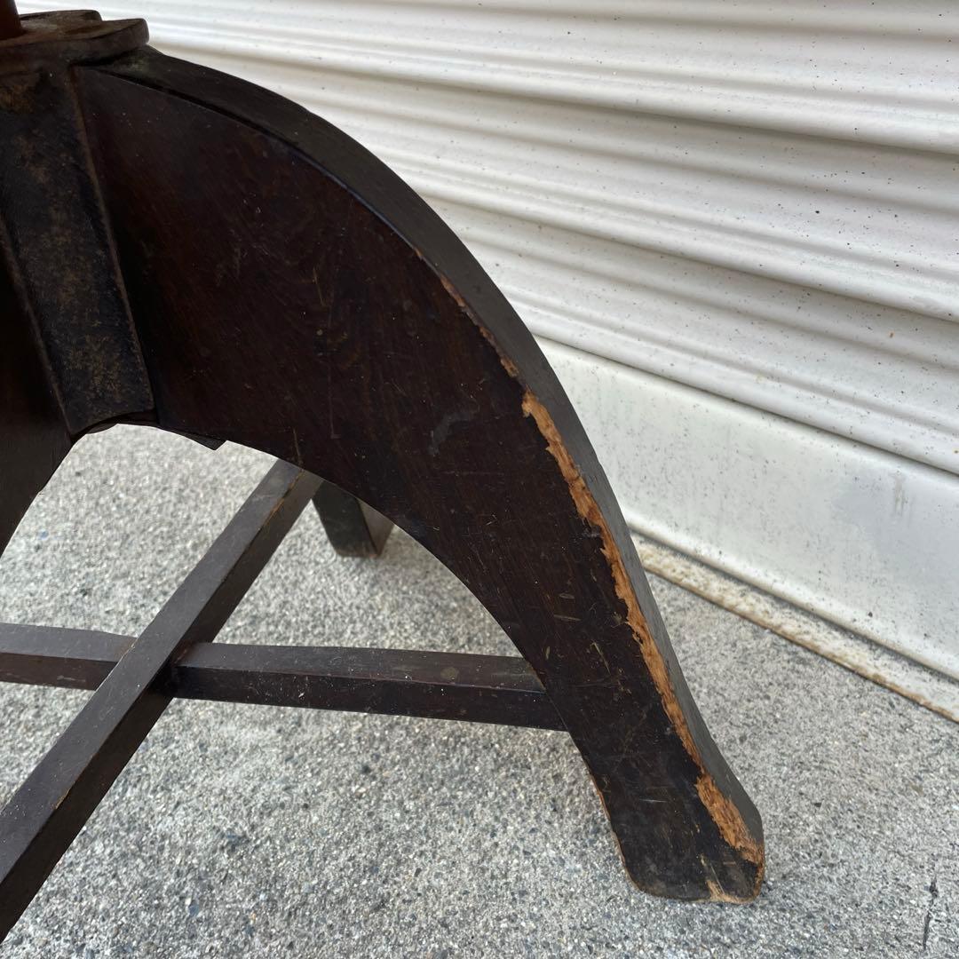 アンティーク　昭和 レトロ ドクターチェア 木製 回転 椅子　ベロア　当時物