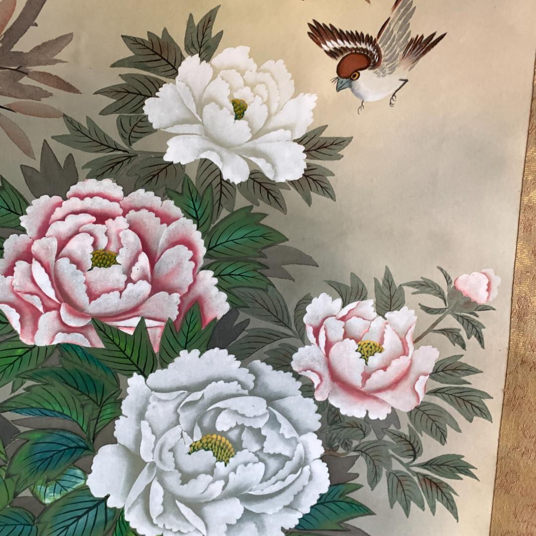 満湖作 掛け軸　肉筆　絹本　額装よし