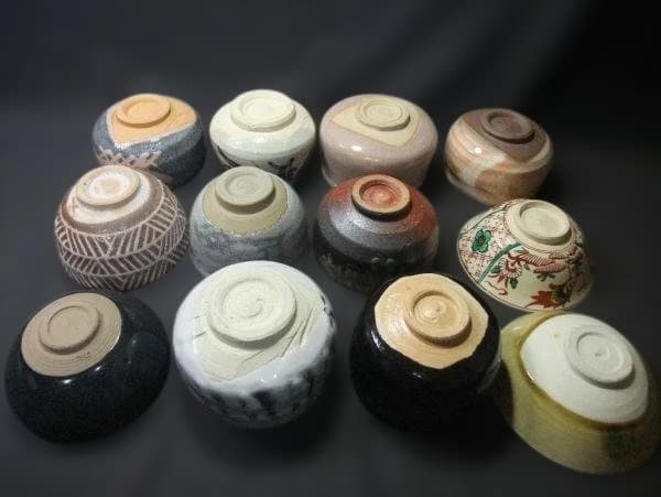 茶棚 抹茶茶碗 12個 収納箱 漆器 唐津 天目茶碗他１２点