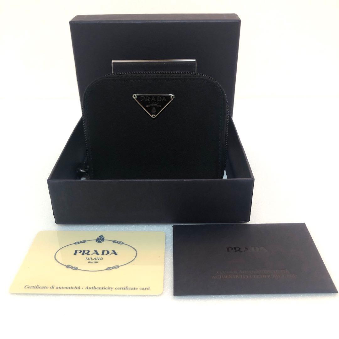 PRADA プラダ　ケース　財布　ラウンドファスナー　ナイロン　レザー　黒