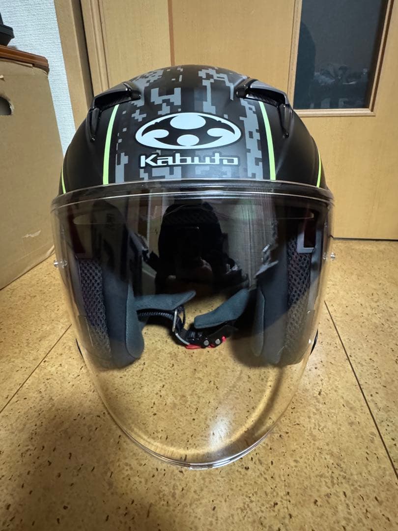 Kabuto ジェットヘルメット マットブラック/グリーン 中古品 美品