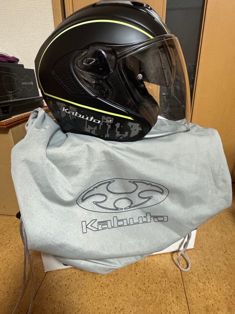 Kabuto ジェットヘルメット マットブラック/グリーン 中古品 美品