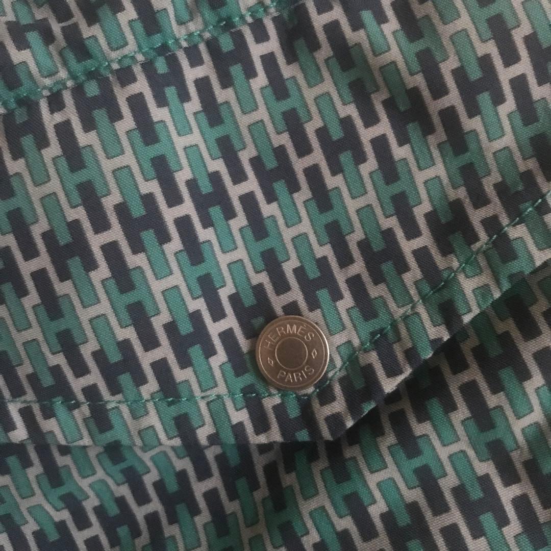 エルメス　おしゃれ　青緑幾何学模様 Hermes ボクサー　水着　s