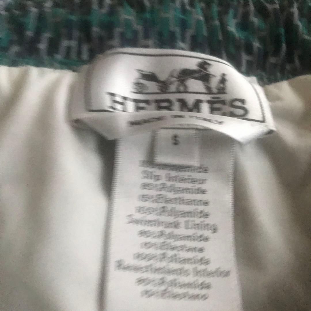 エルメス　おしゃれ　青緑幾何学模様 Hermes ボクサー　水着　s