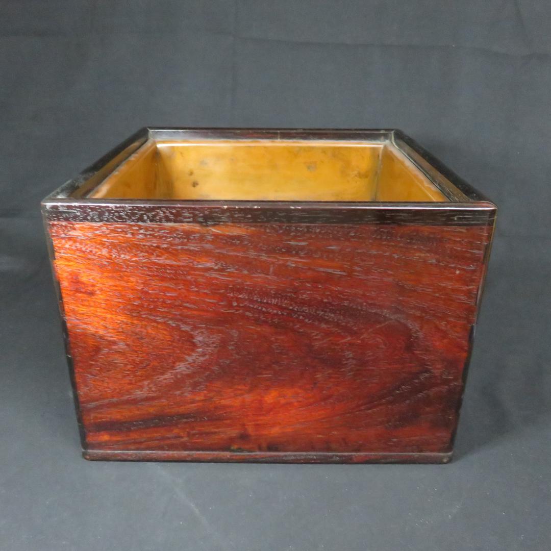 角火鉢 欅 けやき 銅 銅取っ手 茶道具 手あぶり