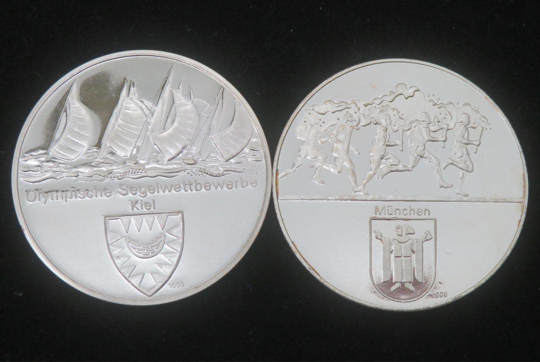 798、純銀　純銀メダルミュンヘンオリンピック公式記念メダル刻印 約59.96g