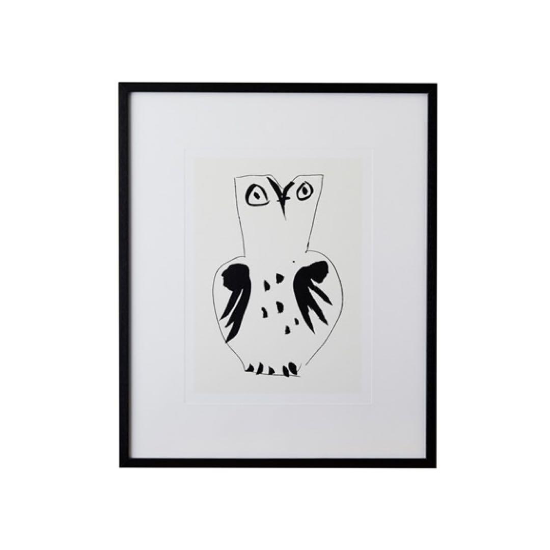 ピカソ　フクロウ アートポスター ブラックフレーム