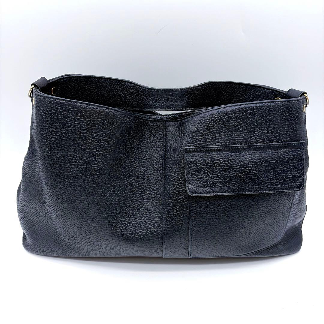 【ATAO】エルヴィ 2way ショルダーバッグ ハンドバッグ ネイビー シボ革