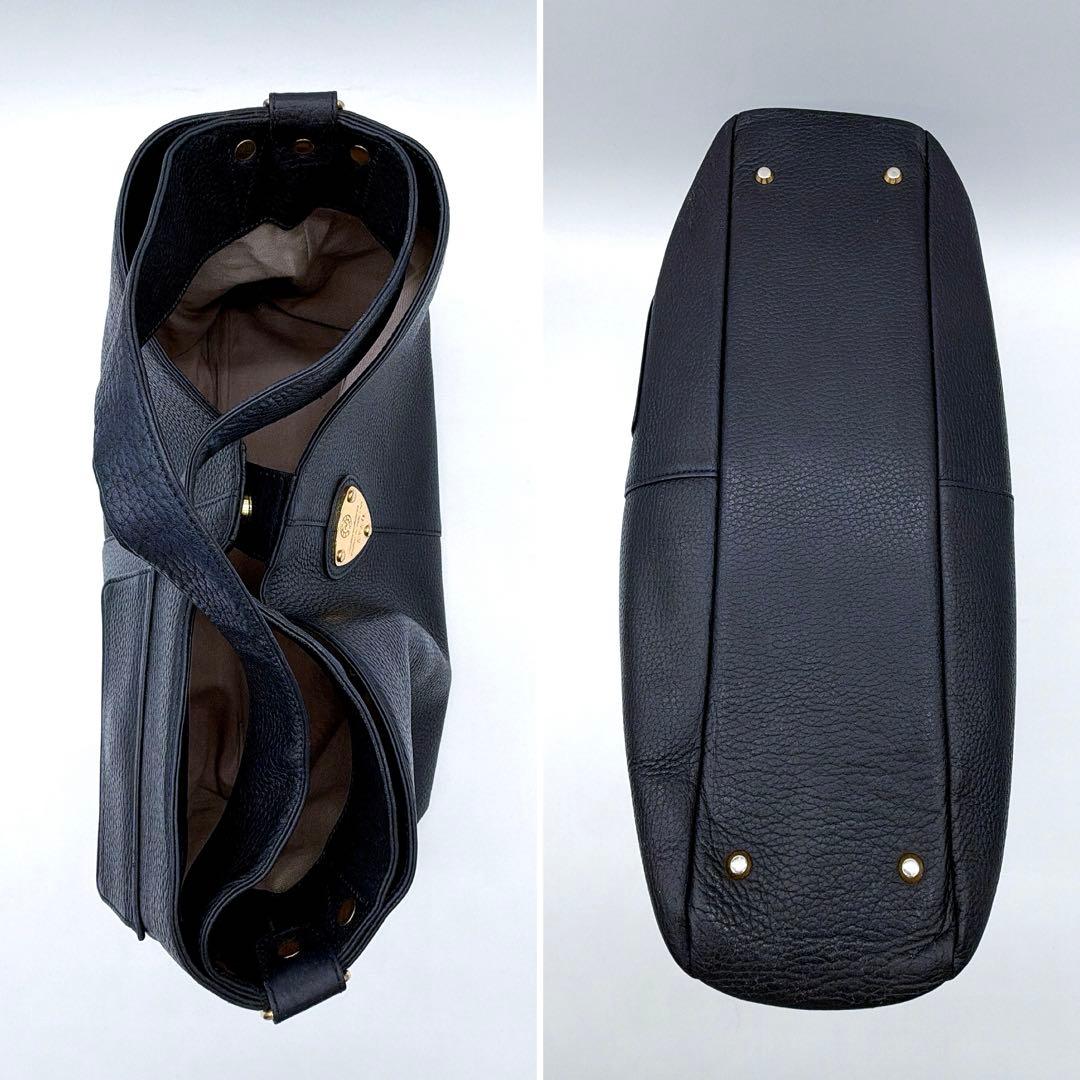 【ATAO】エルヴィ 2way ショルダーバッグ ハンドバッグ ネイビー シボ革