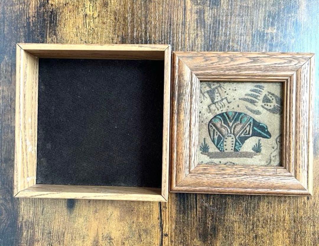 ネイティブアメリカン ナバホ族 サンドアート 砂絵ボックス　小物入れ