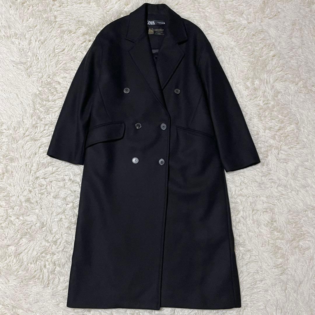 【S】ZARA ザラ MANTECO ダブル チェスターコート ブラック