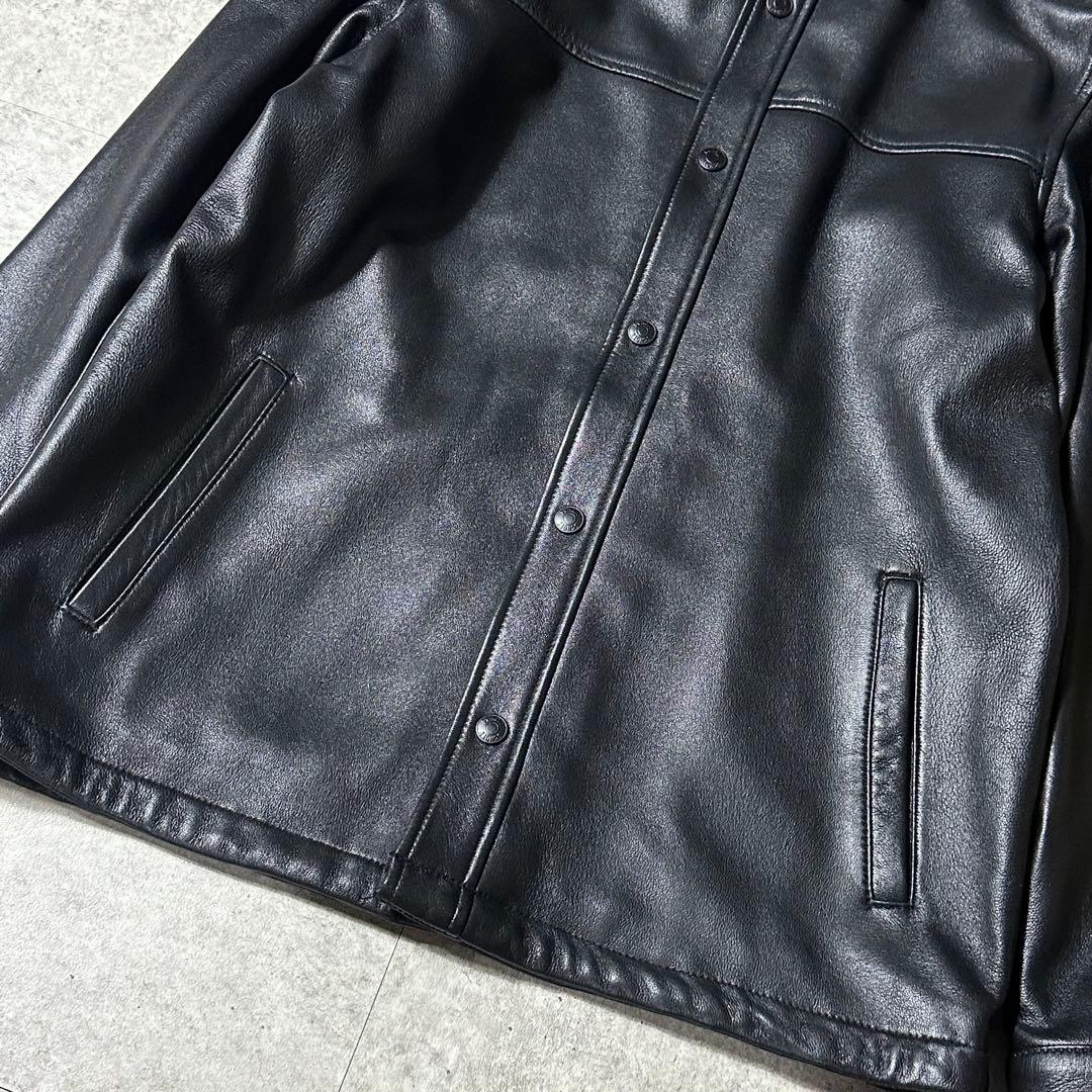 ほぼ未使用 Schott コーチジャケット レザーシャツ M 黒 ラムレザー