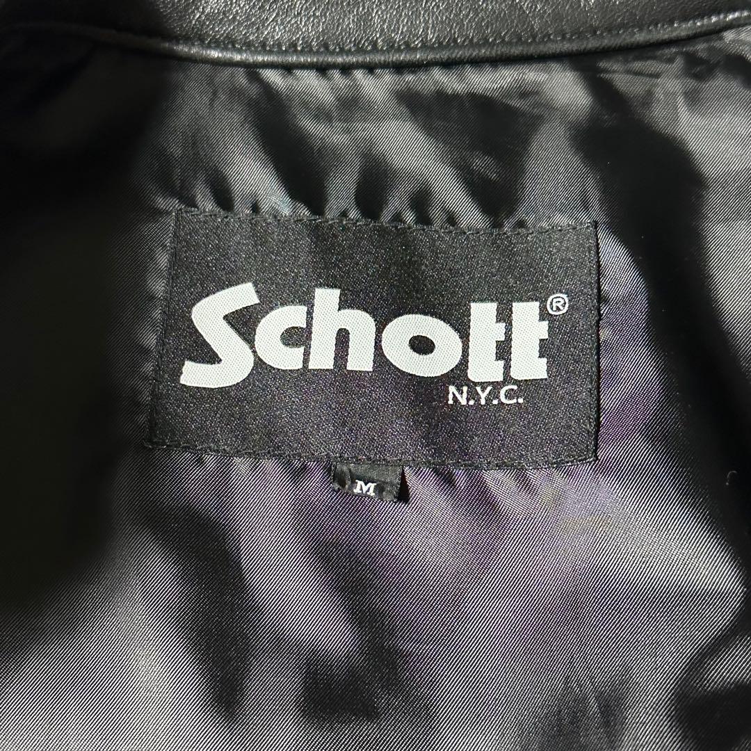 ほぼ未使用 Schott コーチジャケット レザーシャツ M 黒 ラムレザー