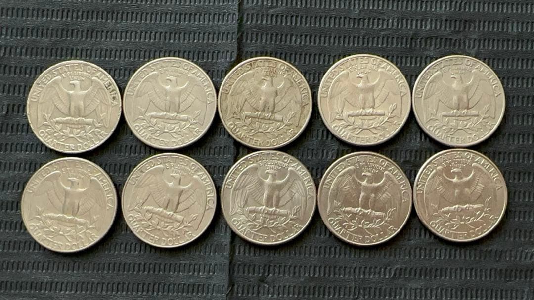 ワシントンクォーターダラー 25セント硬貨10枚