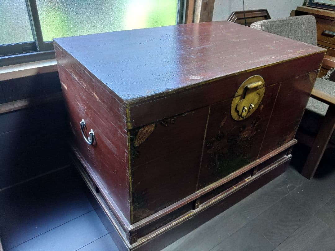 木箱　宝箱　時代　大型　希少　大正　レトロ　アンティーク　棚　骨董　収納　台