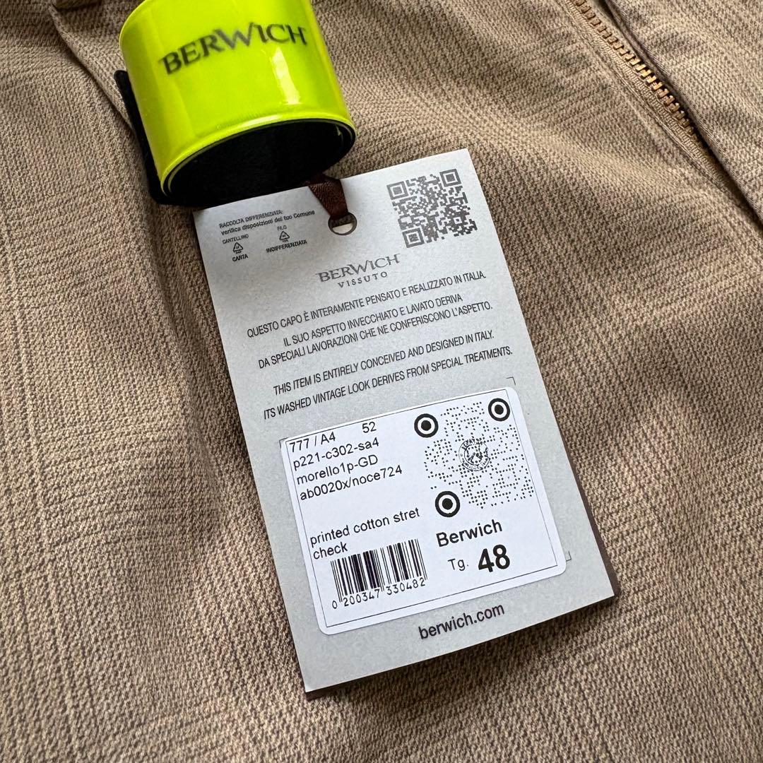 新品未使用/3.5万円/BERWICH/フェードベージュグレンチェックパンツ