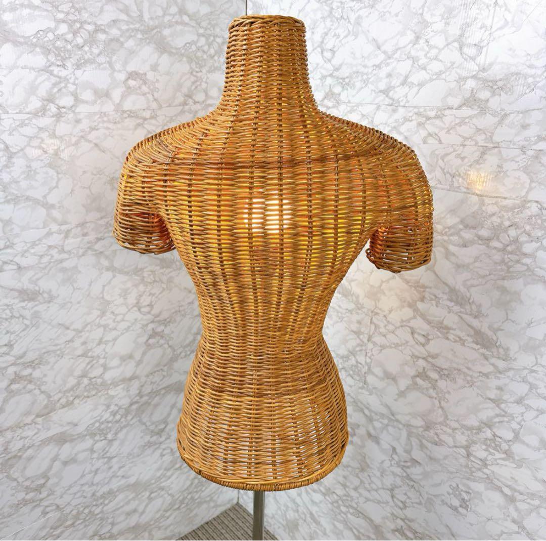ラタン 藤 トルソー アパレル 電飾付き レトロ マネキン 店舗什器 店舗家具