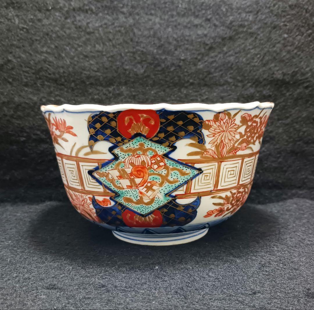 Y2802 古伊万里 富貴長春 金彩色絵 鉢 直径14㎝　FF