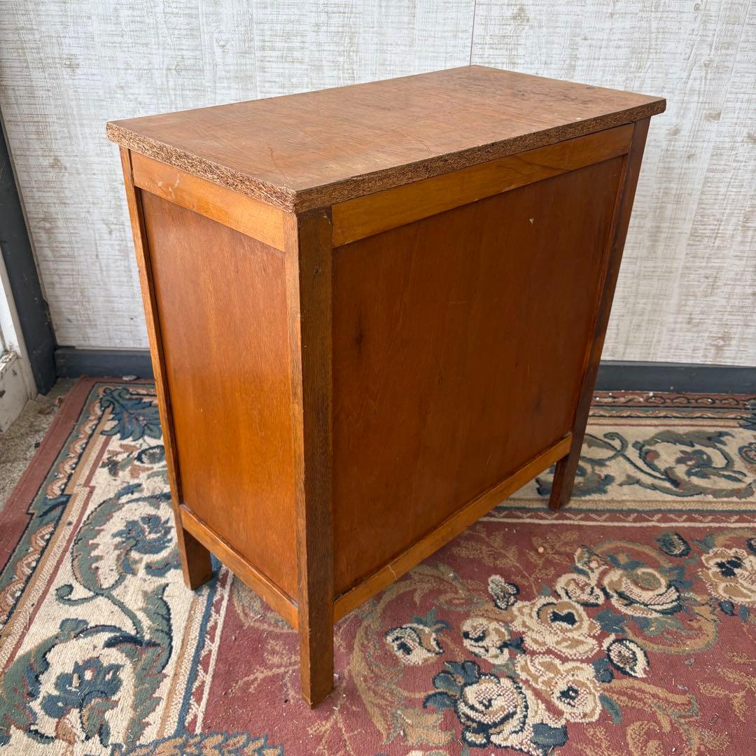 昭和レトロ アンティーク 古家具 無垢材 木製チェスト 4段 タンス 脚付き