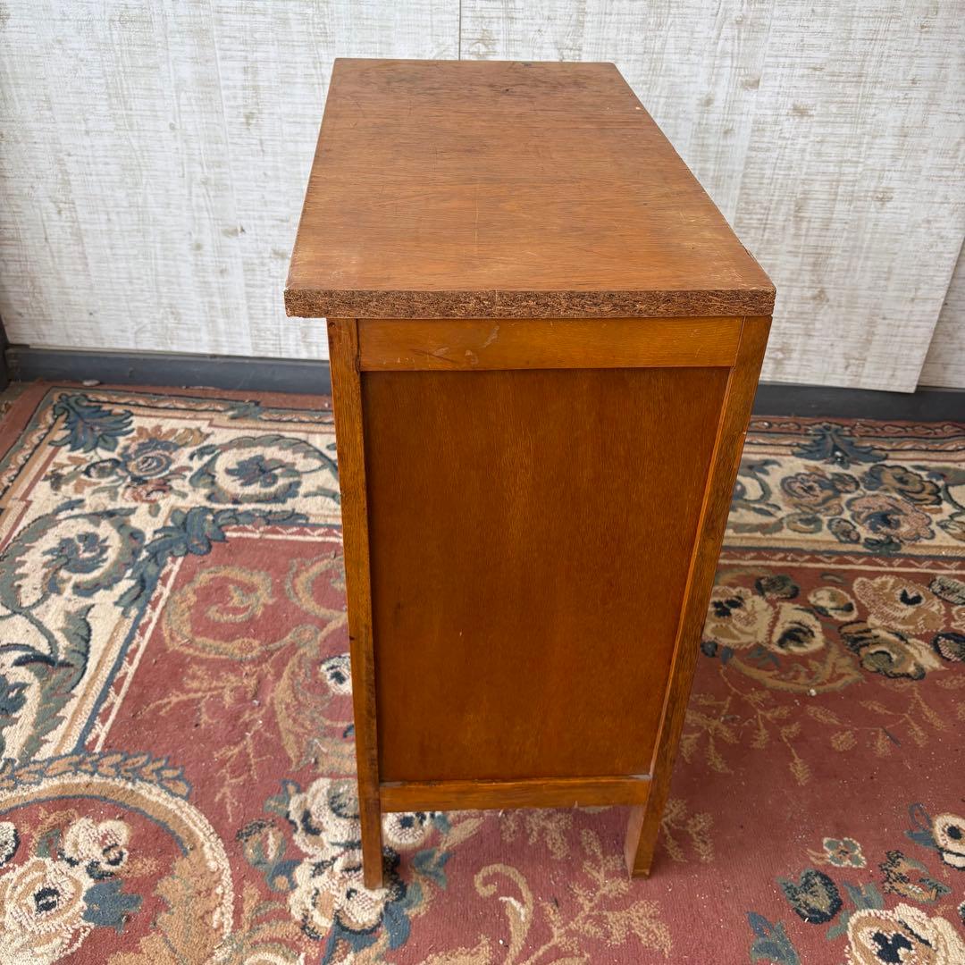 昭和レトロ アンティーク 古家具 無垢材 木製チェスト 4段 タンス 脚付き